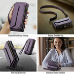 For iPhone 16 Pro Leather Case CASEME C36 Zipper Multiple Card Slots Phone Cover with Straps