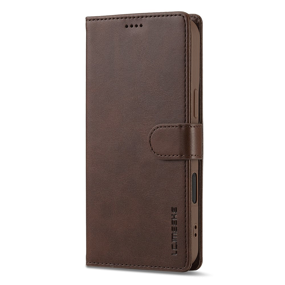 LC.IMEEKE For iPhone 16 Plus Case Calf Texture PU Leather Stand Wallet Phone Cover