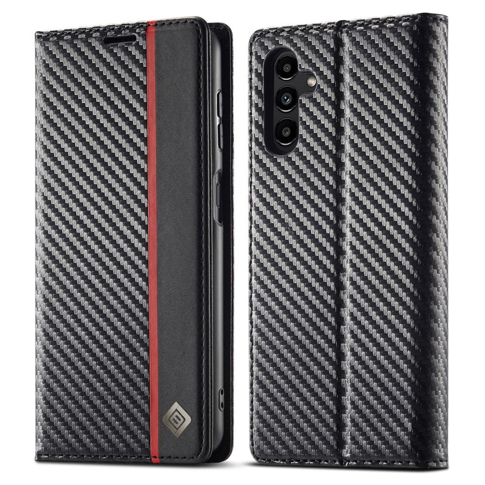 LC.IMEEKE For Samsung Galaxy S24 FE Case Carbon Fiber Texture Phone Cover Stand Card Holder