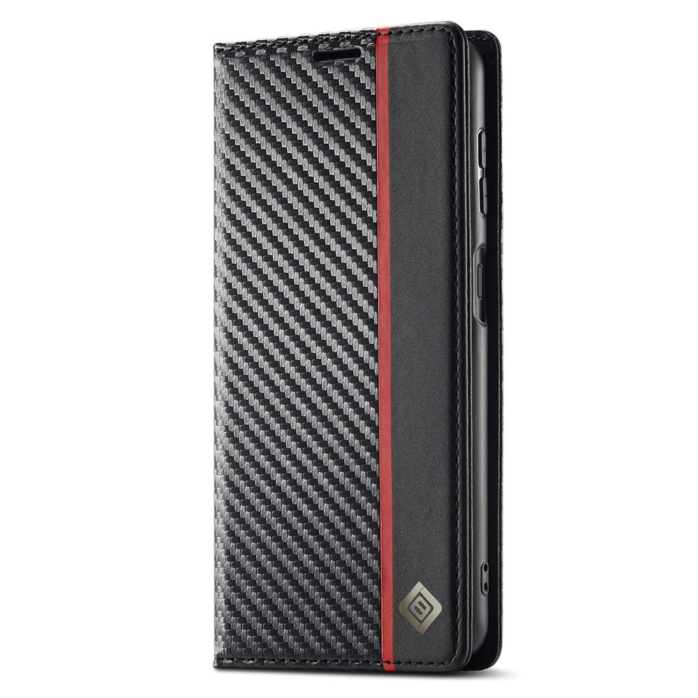 LC.IMEEKE For Samsung Galaxy S24 FE Case Carbon Fiber Texture Phone Cover Stand Card Holder