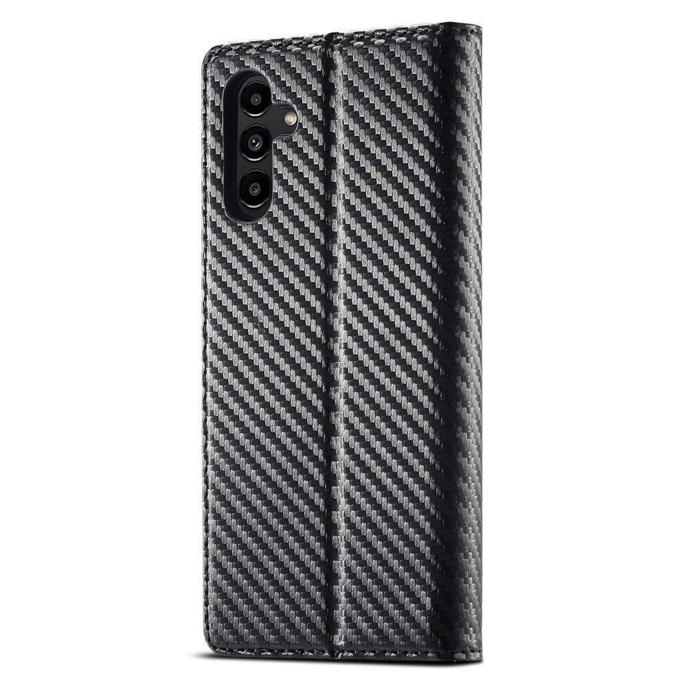 LC.IMEEKE For Samsung Galaxy S24 FE Case Carbon Fiber Texture Phone Cover Stand Card Holder