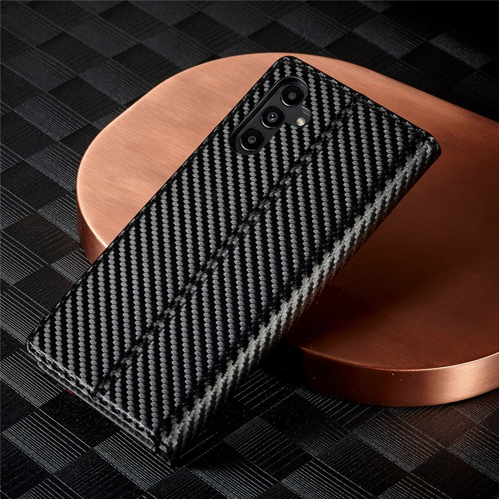 LC.IMEEKE For Samsung Galaxy S24 FE Case Carbon Fiber Texture Phone Cover Stand Card Holder