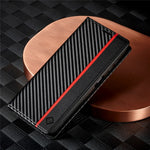 LC.IMEEKE For Samsung Galaxy S24 FE Case Carbon Fiber Texture Phone Cover Stand Card Holder