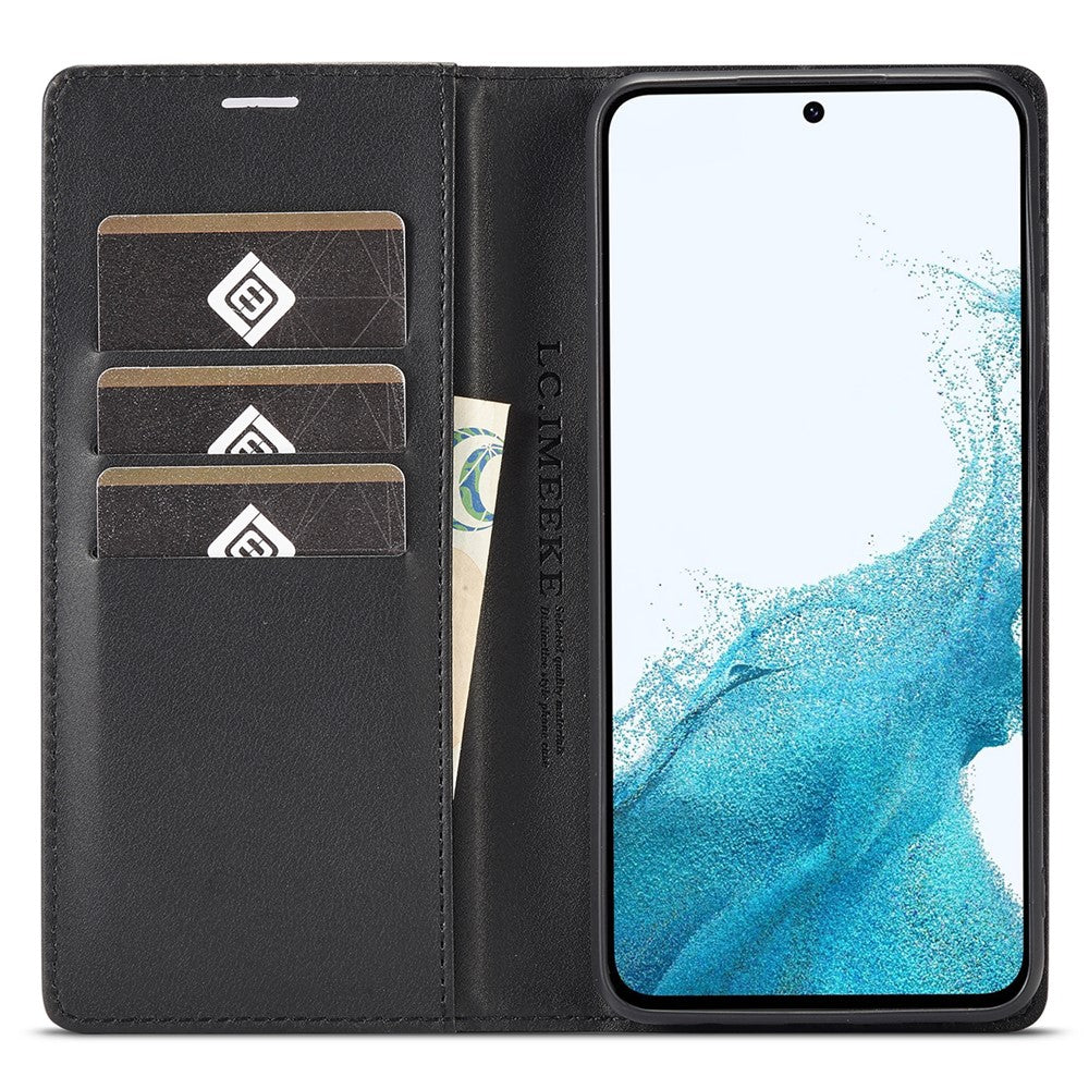 LC.IMEEKE For Samsung Galaxy S24 FE Case Carbon Fiber Texture Phone Cover Stand Card Holder