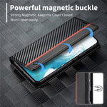LC.IMEEKE For Samsung Galaxy S24 FE Case Carbon Fiber Texture Phone Cover Stand Card Holder