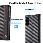 LC.IMEEKE For Samsung Galaxy S24 FE Case Carbon Fiber Texture Phone Cover Stand Card Holder