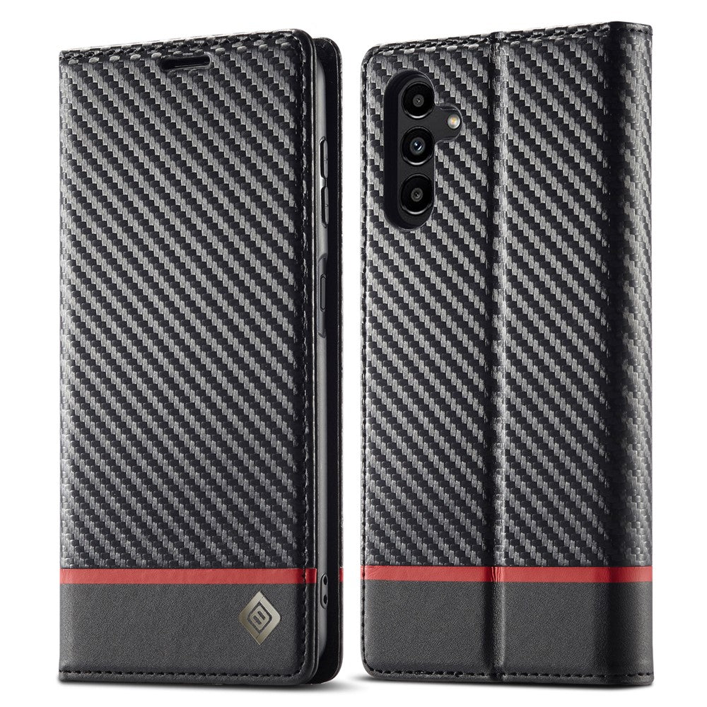 LC.IMEEKE For Samsung Galaxy S24 FE Case Carbon Fiber Texture Phone Cover Stand Card Holder