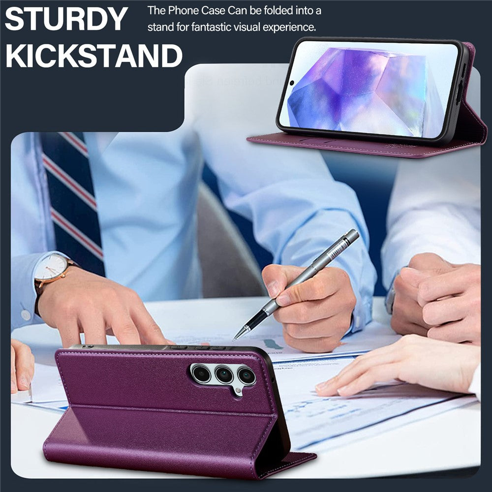 LC.IMEEKE L1 Series for Samsung Galaxy S24 FE Case PU Leather Wallet Stand Protective Phone Cover