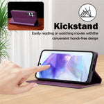 LC.IMEEKE L1 Series for Samsung Galaxy S24 FE Case PU Leather Wallet Stand Protective Phone Cover