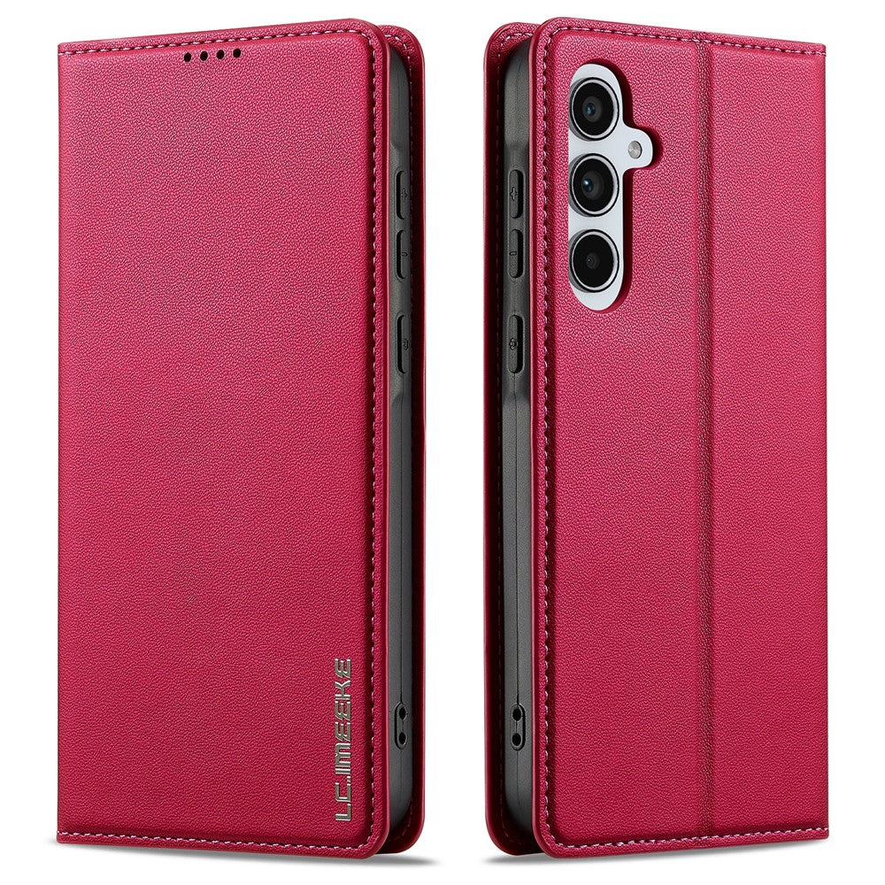 LC.IMEEKE L1 Series for Samsung Galaxy S24 FE Case PU Leather Wallet Stand Protective Phone Cover