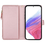 XL-001 För Samsung Galaxy A15 4G / 5G Skal Blixtlåsficka Armbandsställ Lädermobilskal
