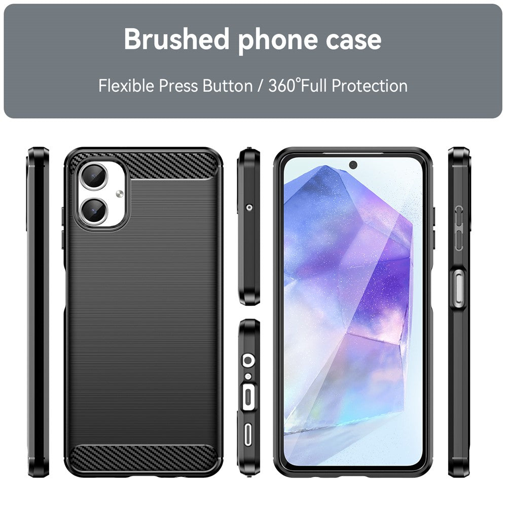 For Samsung Galaxy A06 4G Case Carbon Fiber Texture TPU Brushed Phone Cover