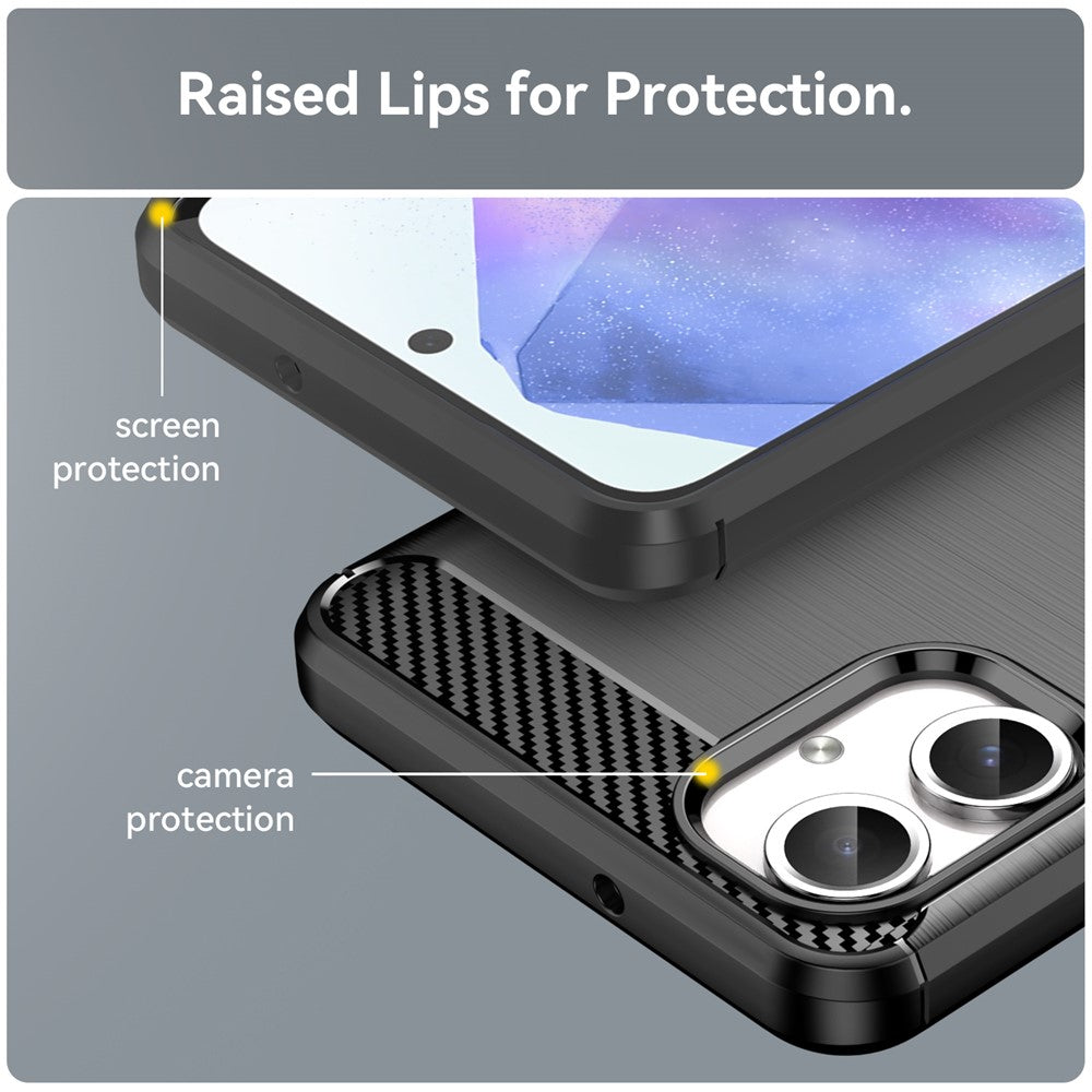 For Samsung Galaxy A06 4G Case Carbon Fiber Texture TPU Brushed Phone Cover