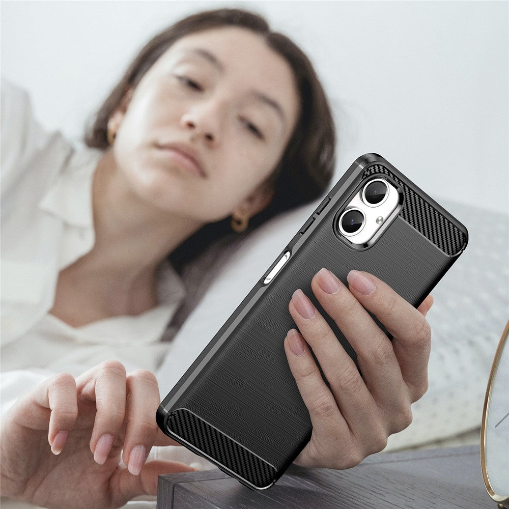 For Samsung Galaxy A06 4G Case Carbon Fiber Texture TPU Brushed Phone Cover
