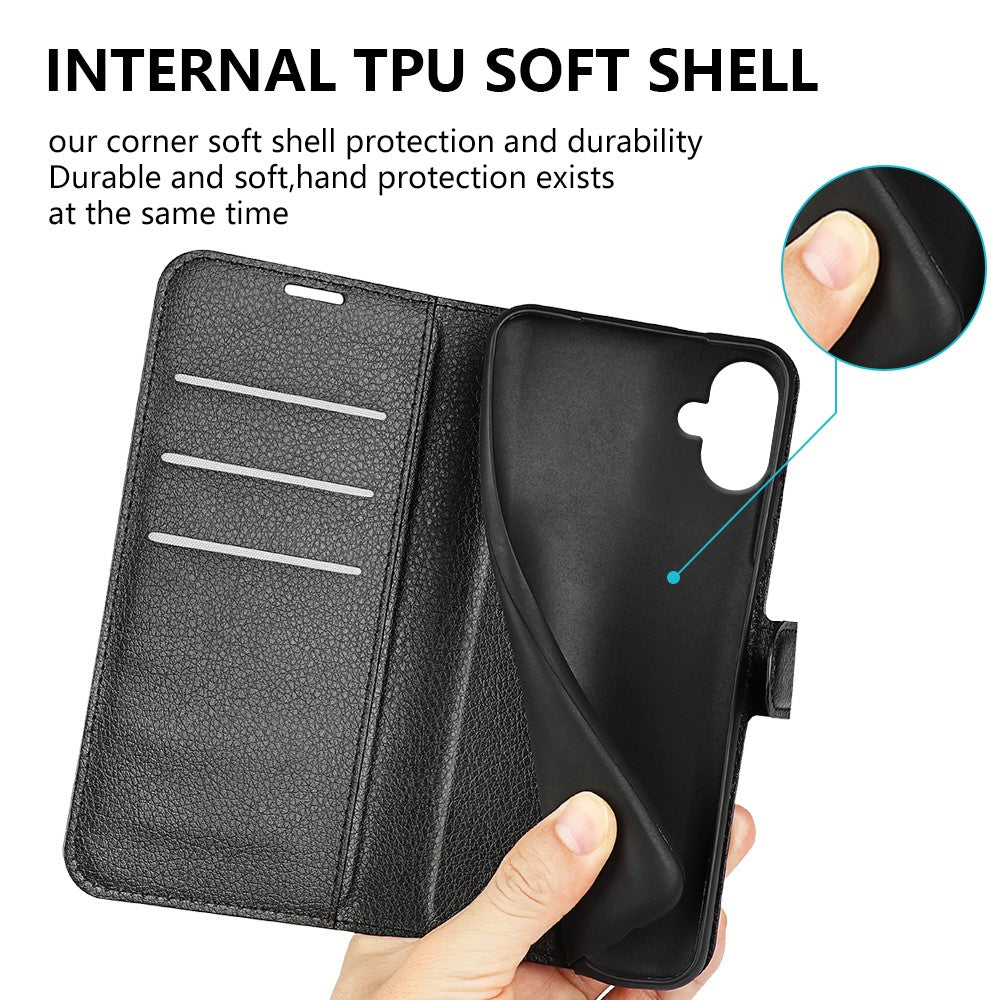 For Samsung Galaxy A06 4G Case Litchi Texture Shockproof Leather Wallet Phone Cover