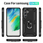 For Samsung Galaxy S24 FE Case PC+TPU Phone Cover with Rotary Ring Kickstand
