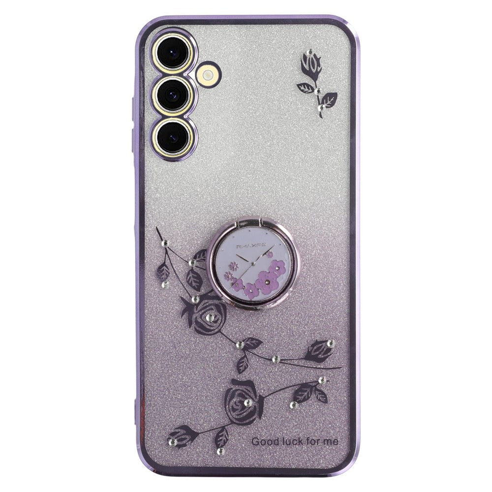 KADEM til Samsung Galaxy A16 5G / A16 4G 5G Etui Ring Kickstand TPU Blomster Telefoncover Gradient Glitter