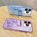KADEM For Honor X60i 5G Case Ring Kickstand TPU Flowers Phone Cover Gradient Glitter