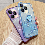 KADEM For Honor X60i 5G Case Ring Kickstand TPU Flowers Phone Cover Gradient Glitter