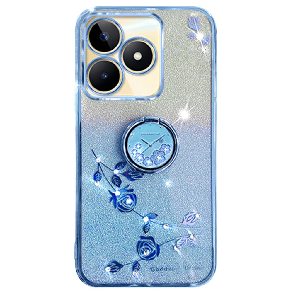 KADEM For Honor X60i 5G Case Ring Kickstand TPU Flowers Phone Cover Gradient Glitter