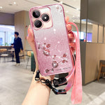 KADEM For Honor X60i 5G Case Flower Pattern TPU Gradient Phone Cover with Lanyards