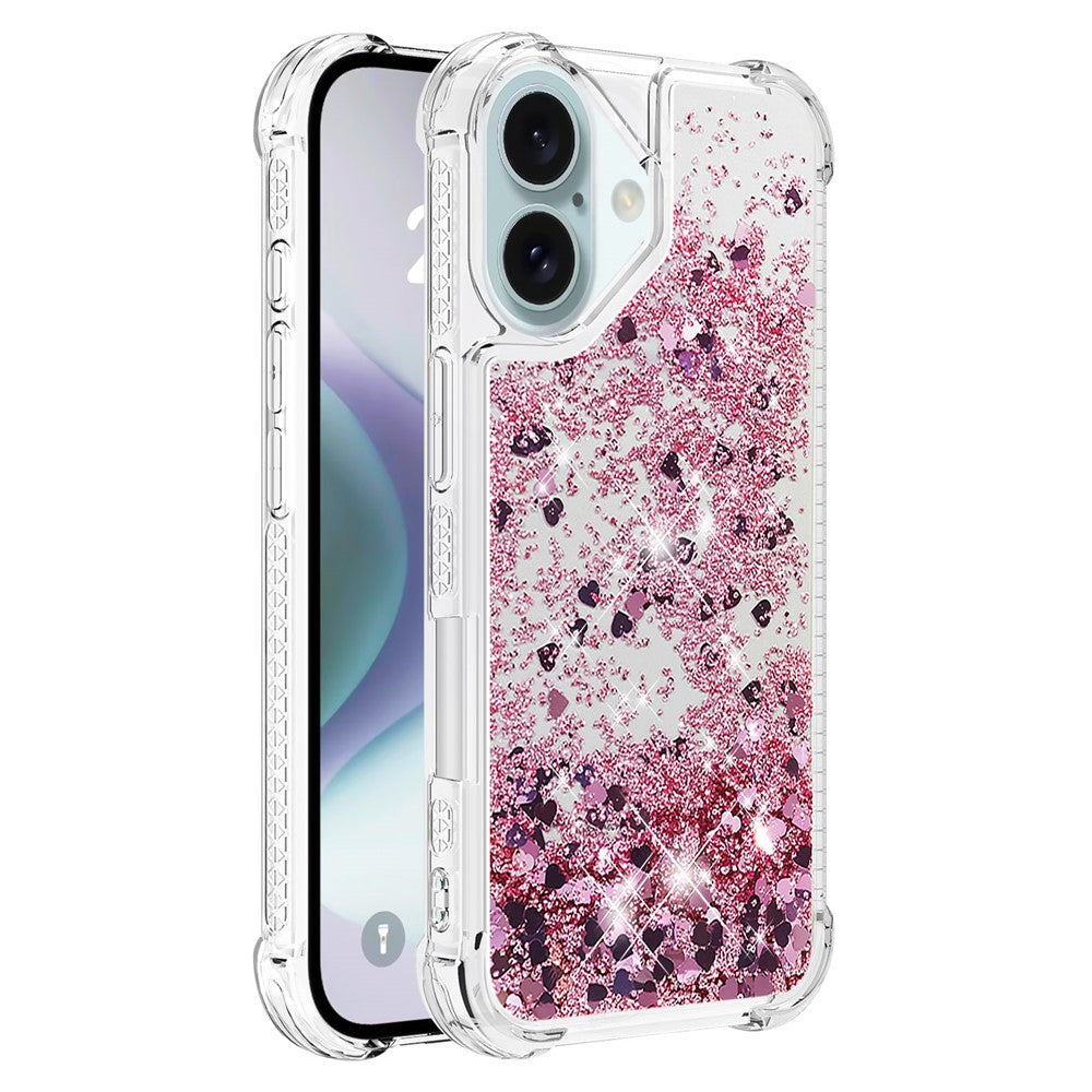 Til iPhone 16 Plus TPU Cover med Glitter og Flydende Sand Stødsikkert Telefonbagcover