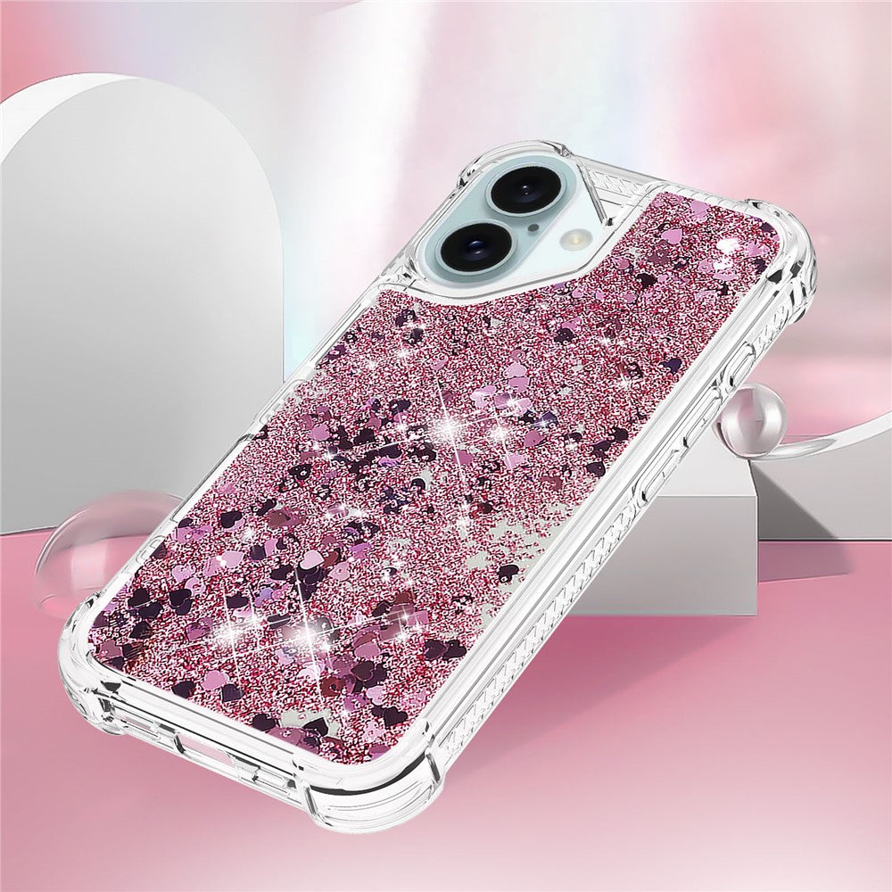 Til iPhone 16 Plus TPU Cover med Glitter og Flydende Sand Stødsikkert Telefonbagcover