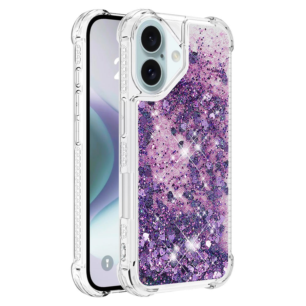 For iPhone 16 TPU Case Glitter Quicksand Shockproof Phone Back Cover