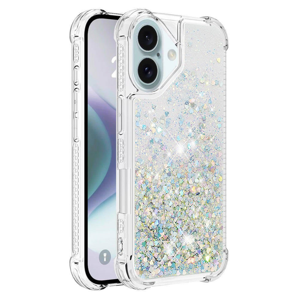 For iPhone 16 TPU Case Glitter Quicksand Shockproof Phone Back Cover