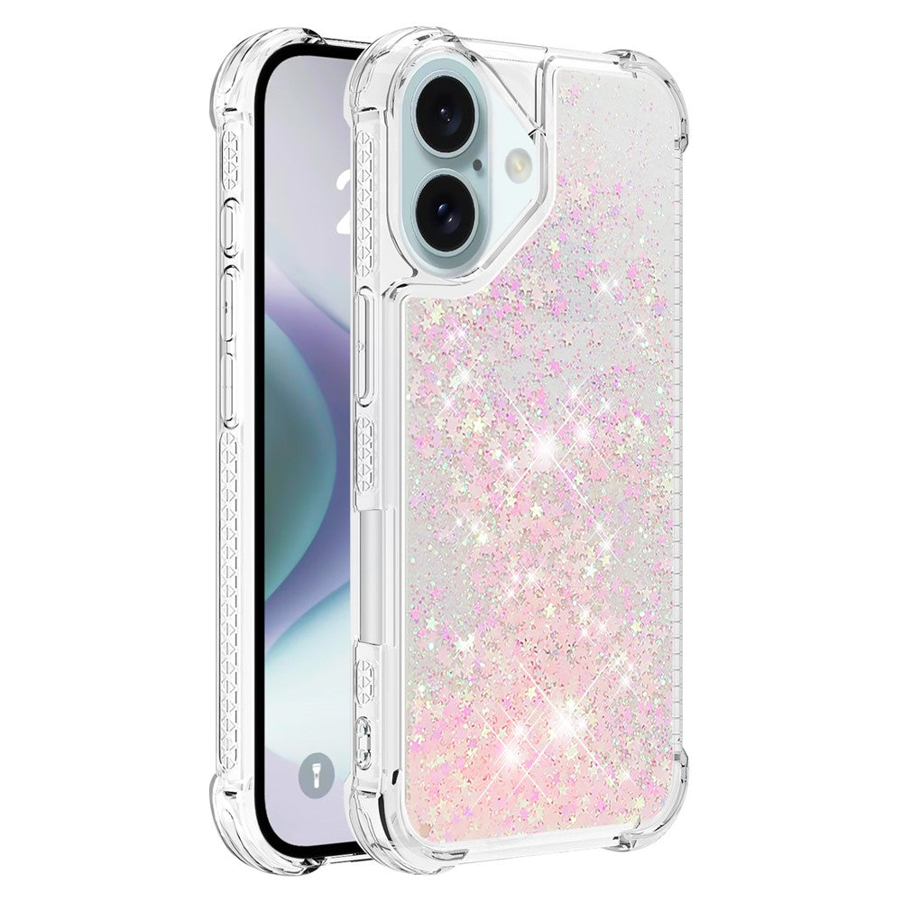 For iPhone 16 TPU Case Glitter Quicksand Shockproof Phone Back Cover