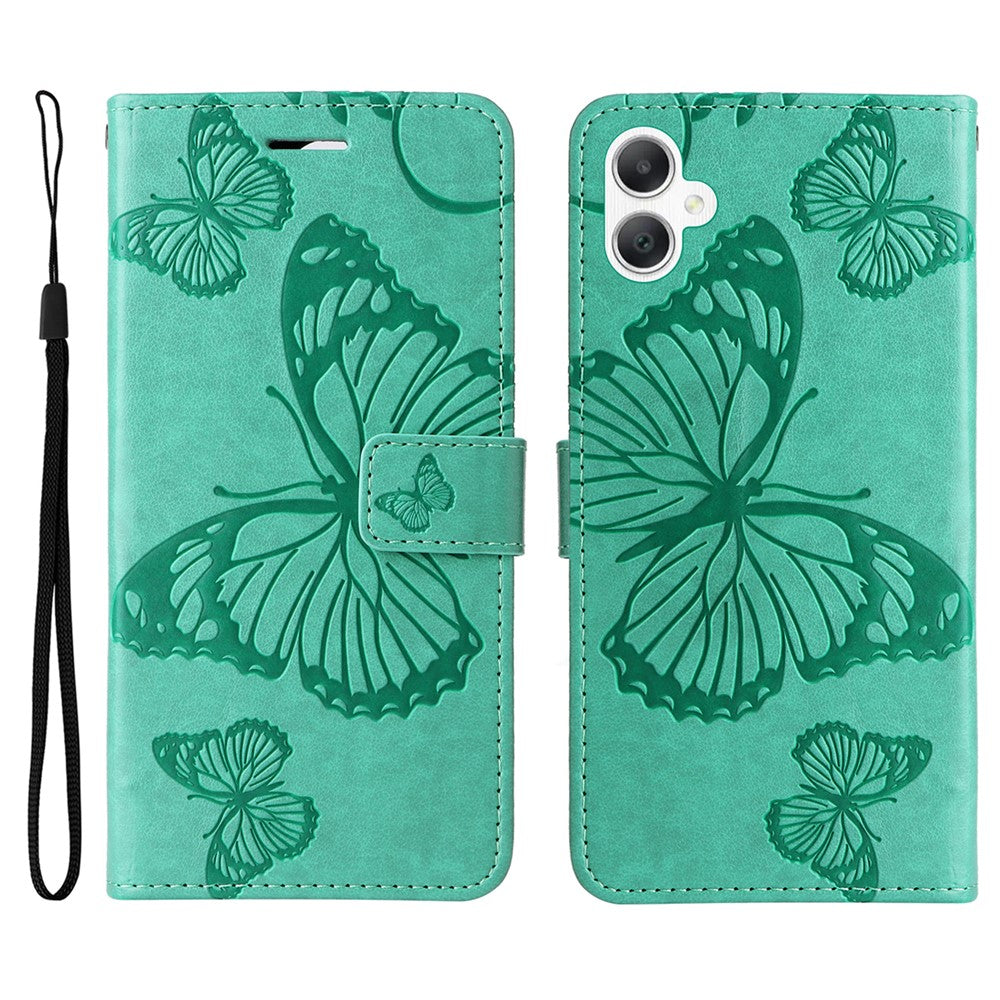 Samsung Galaxy A08 5G / A08 4G / A07 4G / A07s 4G / A06 4G / A06 5G Plånboksfodral Läderfodral med Blommigt Fjärilsmönster, Stativ