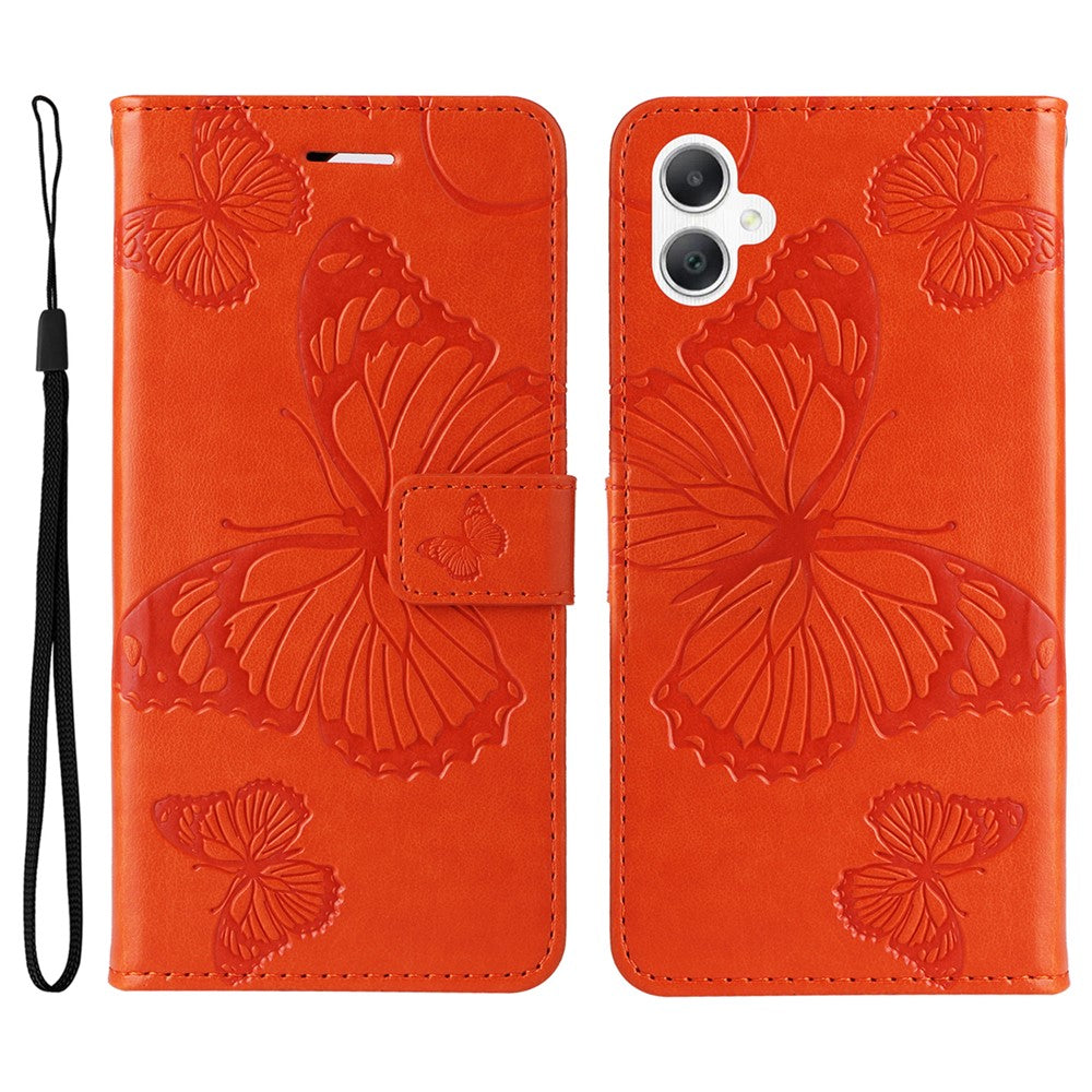 Samsung Galaxy A08 5G / A08 4G / A07 4G / A07s 4G / A06 4G / A06 5G Plånboksfodral Läderfodral med Blommigt Fjärilsmönster, Stativ