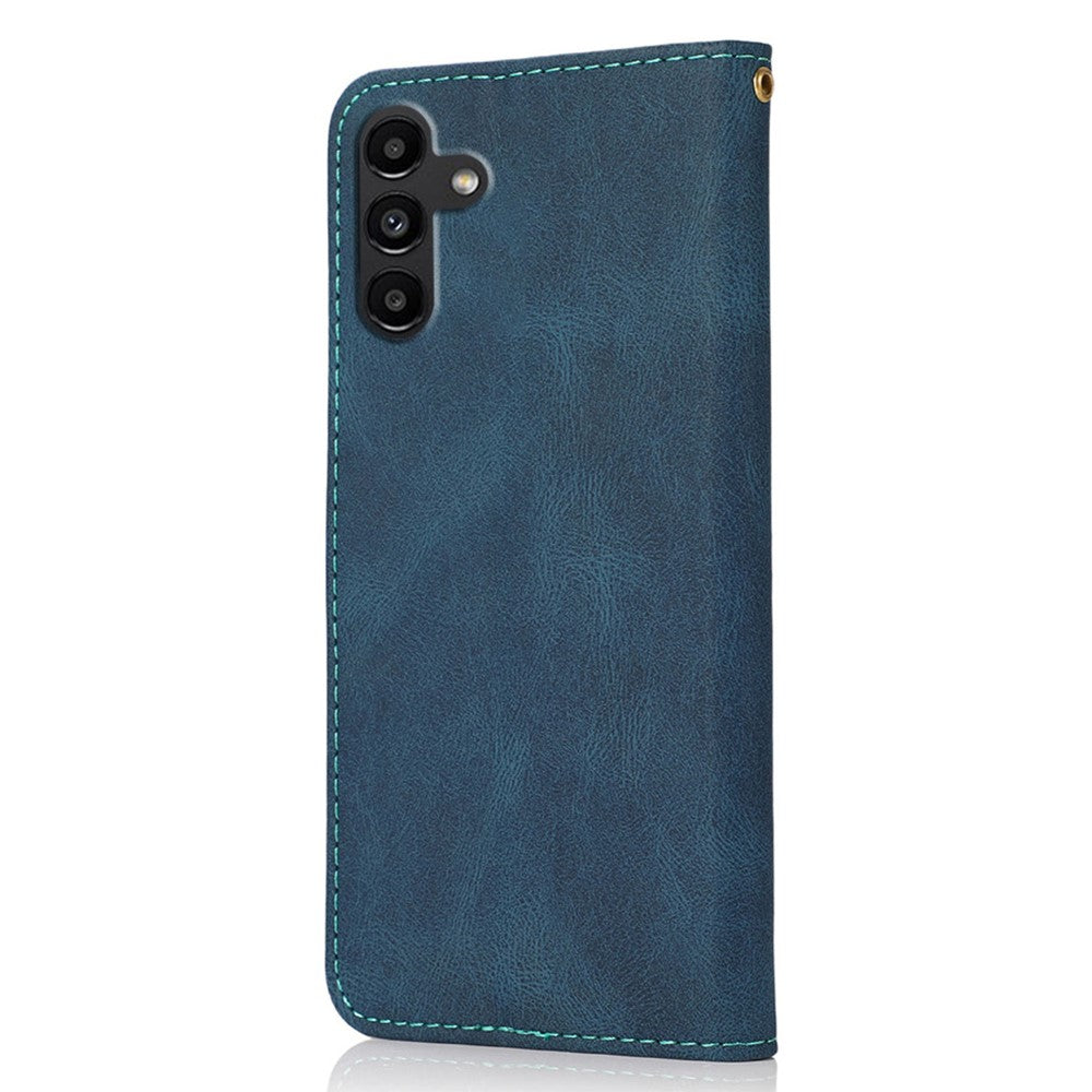 For Samsung Galaxy A16 5G / A16 4G Cover Color Splicing Wallet Stand Leather Phone Case with Wrist Strap