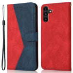 For Samsung Galaxy A16 5G / A16 4G Cover Color Splicing Wallet Stand Leather Phone Case with Wrist Strap