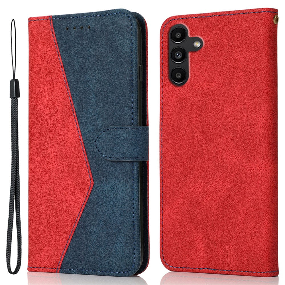 For Samsung Galaxy A16 5G / A16 4G Cover Color Splicing Wallet Stand Leather Phone Case with Wrist Strap