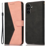 For Samsung Galaxy A16 5G / A16 4G Cover Color Splicing Wallet Stand Leather Phone Case with Wrist Strap