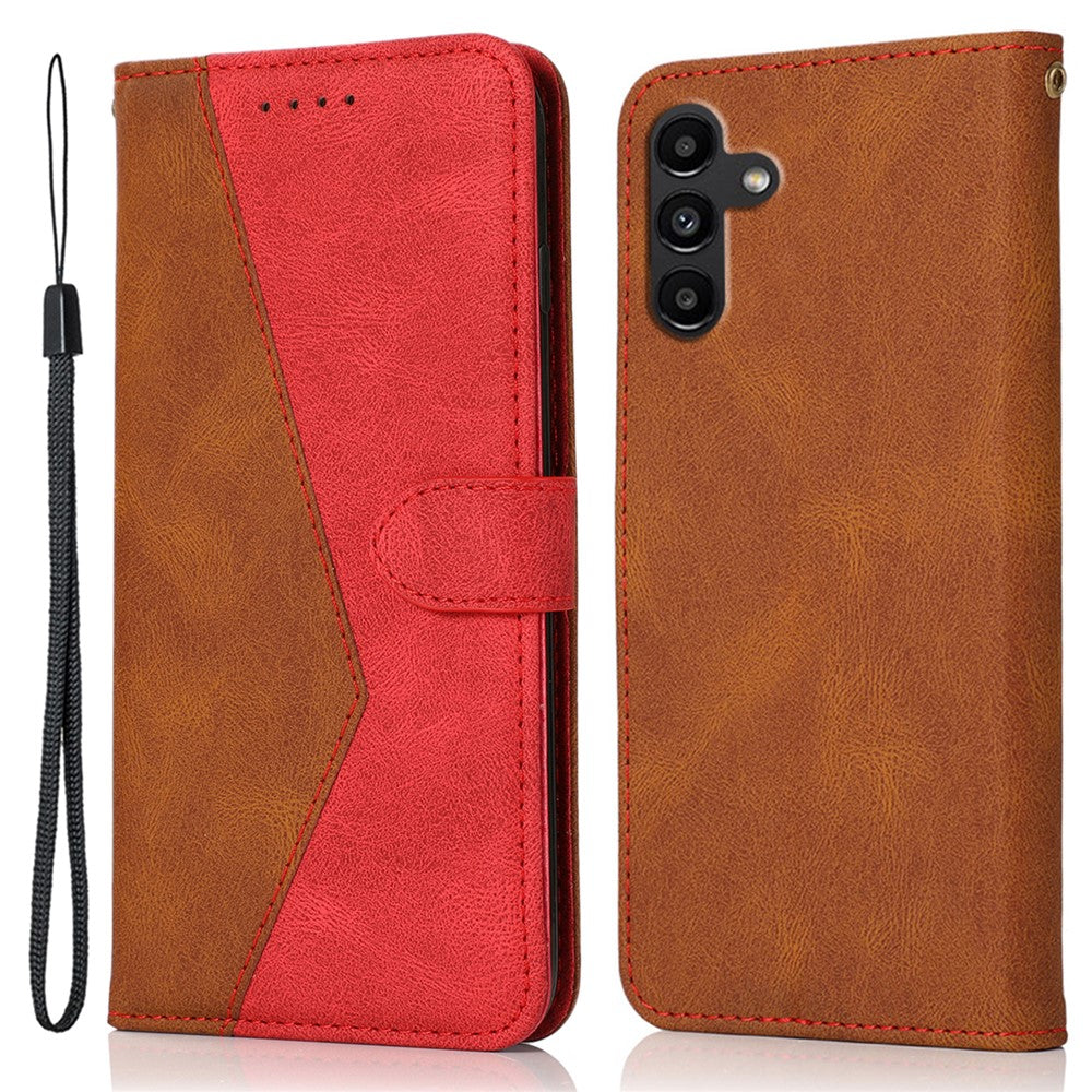 For Samsung Galaxy A16 5G / A16 4G Cover Color Splicing Wallet Stand Leather Phone Case with Wrist Strap