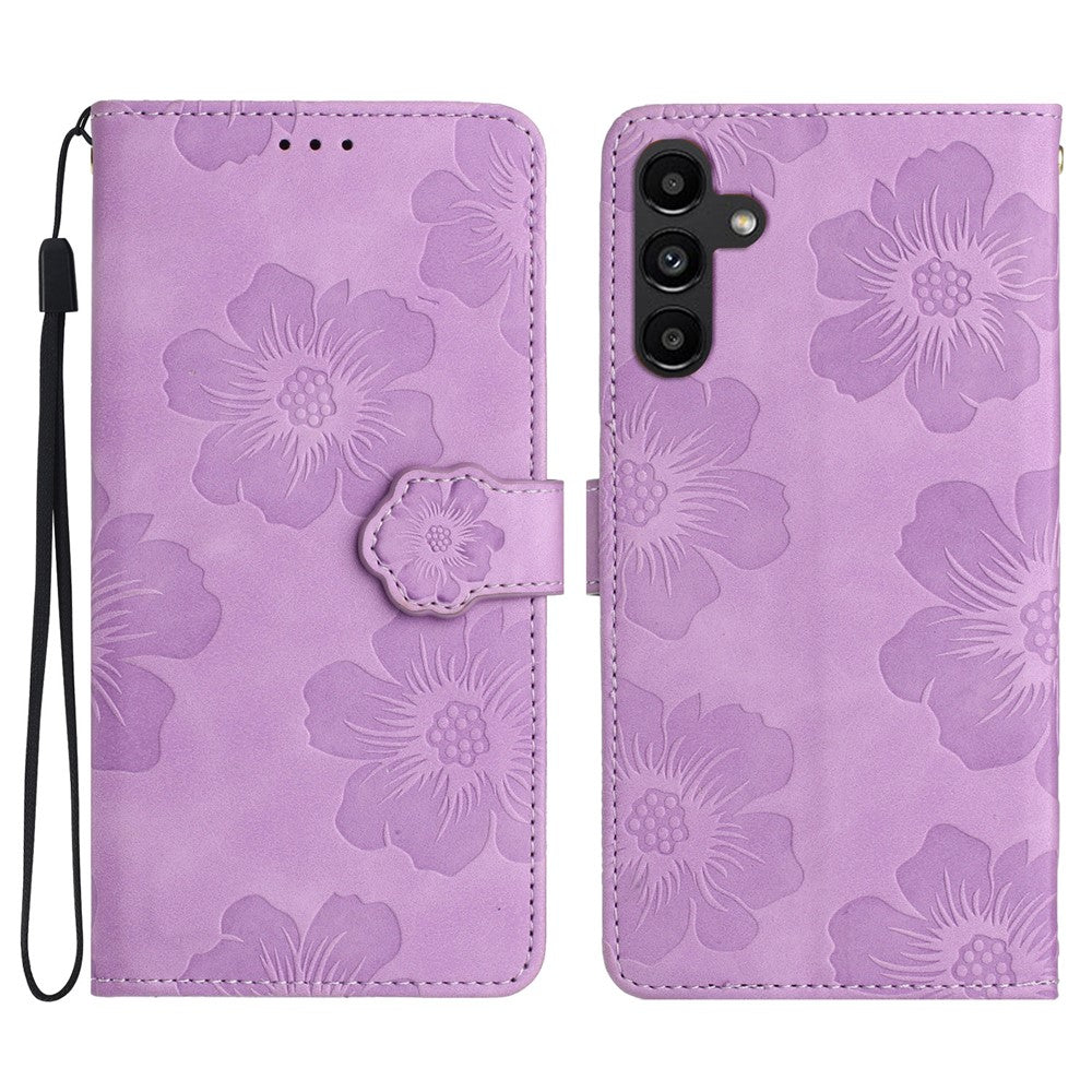 Til Samsung Galaxy A16 5G / A16 4G Etui Blomsterdesign Læderpung Telefoncover med Håndrem