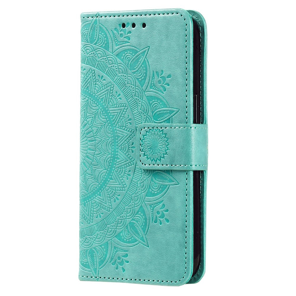 For Samsung Galaxy A04 4G (164.4 x 76.3 x 9.1 mm) Mandala Flower Pattern Imprinted Stand Case Shockproof PU Leather Wallet Phone Cover