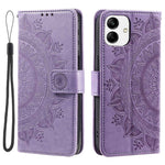 For Samsung Galaxy A04 4G (164.4 x 76.3 x 9.1 mm) Mandala Flower Pattern Imprinted Stand Case Shockproof PU Leather Wallet Phone Cover