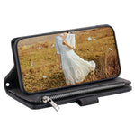 Samsung Galaxy A04 4G (164,4 x 76,3 x 9,1 mm) 005-stil PU-läder Magnetisk handväska Rombpräglad dragkedjaficka Flera kortfack Plånboksfodral med handledsrem