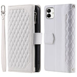 Samsung Galaxy A04 4G (164,4 x 76,3 x 9,1 mm) 005-stil PU-läder Magnetisk handväska Rombpräglad dragkedjaficka Flera kortfack Plånboksfodral med handledsrem
