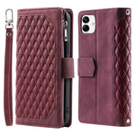 Samsung Galaxy A04 4G (164,4 x 76,3 x 9,1 mm) 005-stil PU-läder Magnetisk handväska Rombpräglad dragkedjaficka Flera kortfack Plånboksfodral med handledsrem