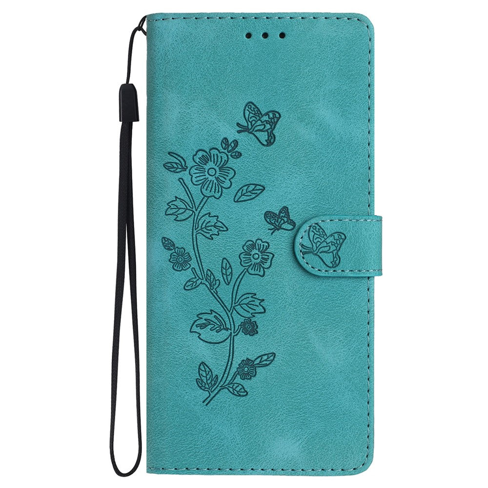For OnePlus Nord 4 Case Leather Imprinted Flower Phone Cover Wallet with Wrist Strap