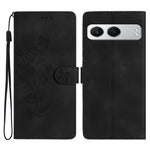 For OnePlus Nord 4 Case Leather Imprinted Flower Phone Cover Wallet with Wrist Strap