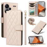 For Xiaomi Redmi Note 13 Pro+ 5G Case Wallet Rhombus Leather Phone Cover with Shoulder Strap, Wrist Strap