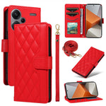 For Xiaomi Redmi Note 13 Pro+ 5G Case Wallet Rhombus Leather Phone Cover with Shoulder Strap, Wrist Strap