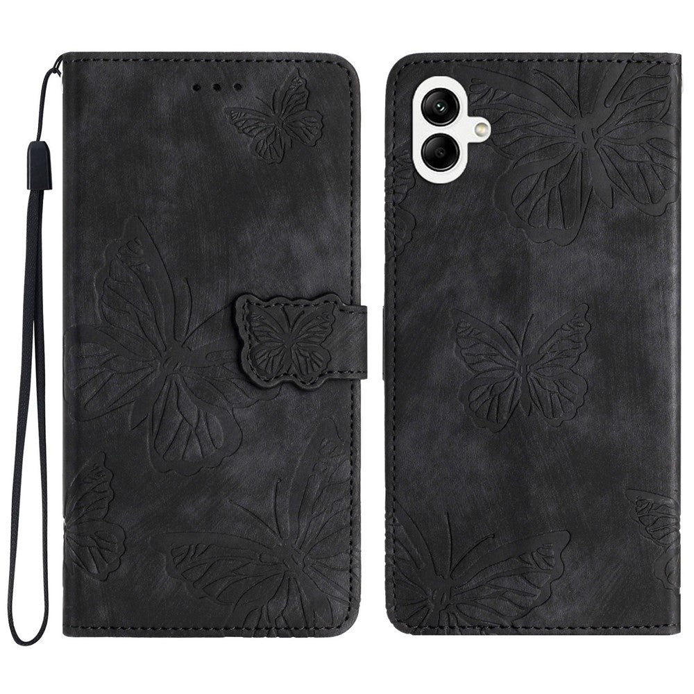 Samsung Galaxy A08 5G / A08 4G / A07 4G / A07s 4G / A06 4G / A06 5G-cover med sommerfugledesign, sammenfoldeligt lædercover med berøringsbeskyttelse