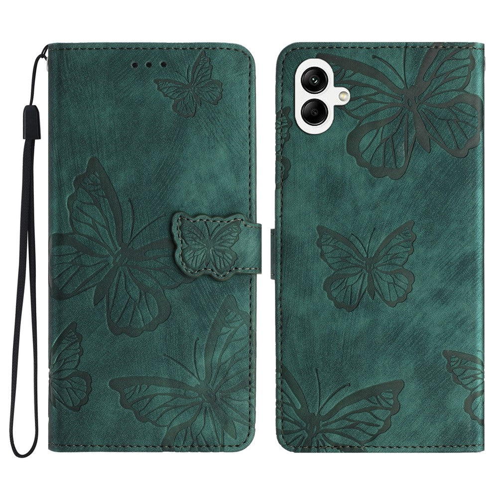 Samsung Galaxy A08 5G / A08 4G / A07 4G / A07s 4G / A06 4G / A06 5G-cover med sommerfugledesign, sammenfoldeligt lædercover med berøringsbeskyttelse