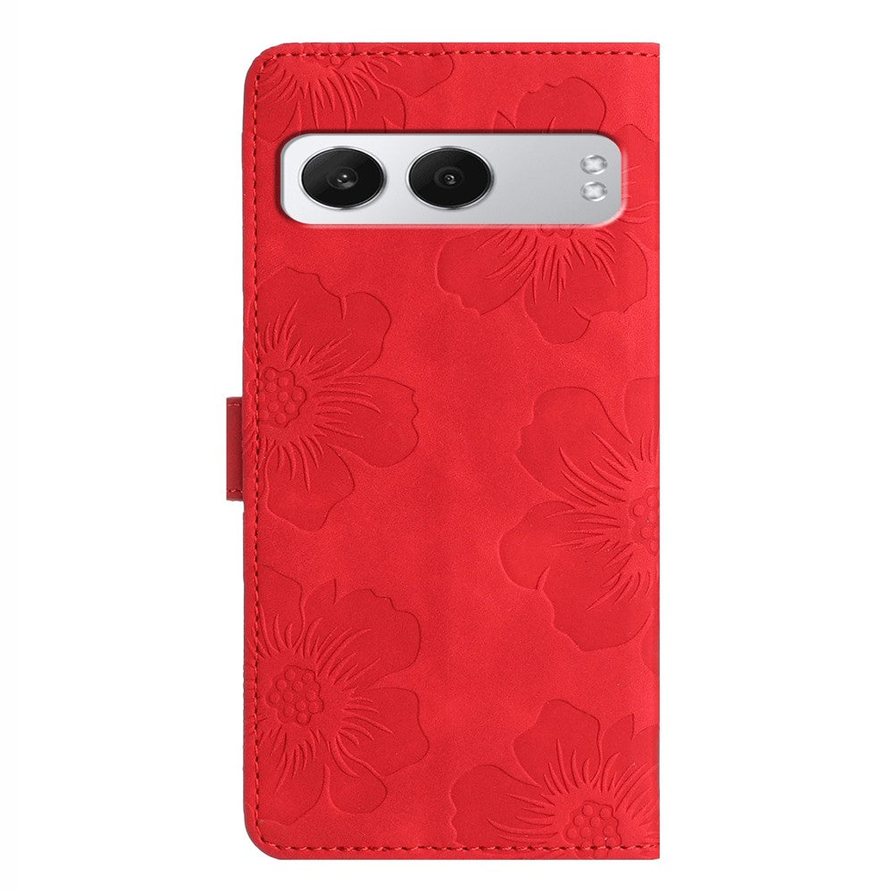 For OnePlus Nord 4 Case Flower Design Leather Wallet Phone Cover with Wrist Strap